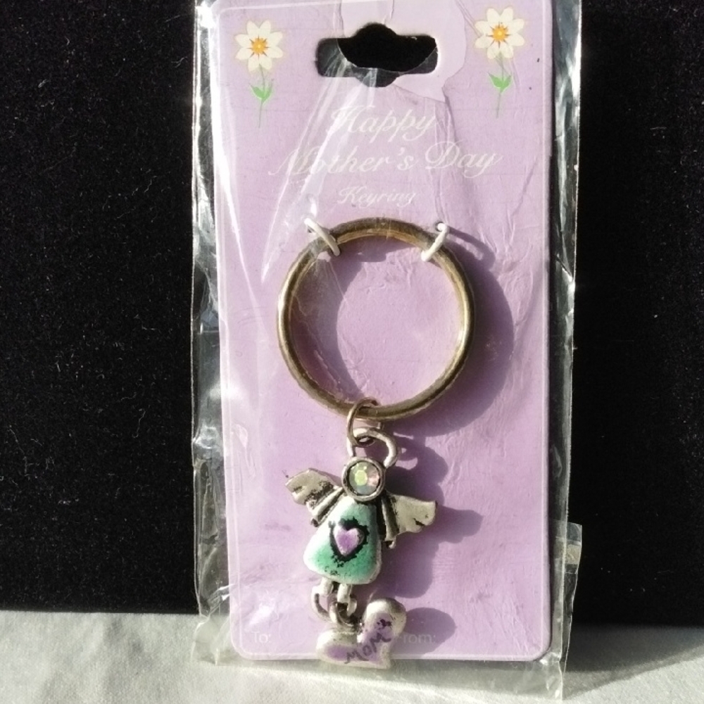 Charming Angel Keyring with Heart Accent